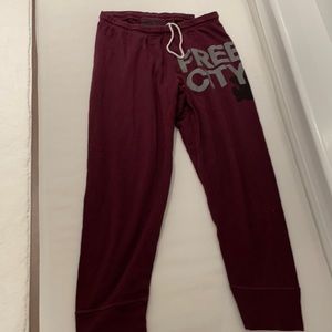 Free City maroon crop sweatpants